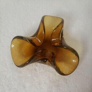 Amber Art Glass Three-finger Hand-blown